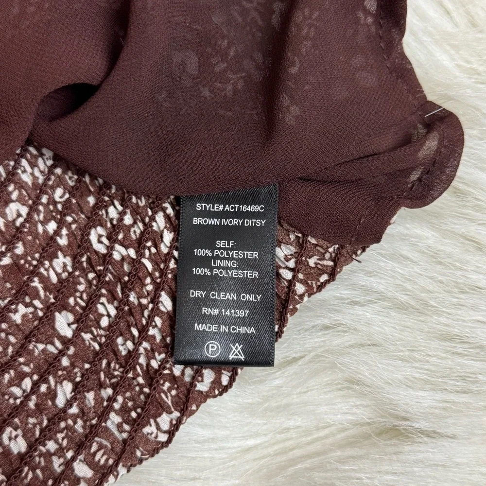 Astr the label Tonina Puff Sleeve Top Brown Floral Ruched
